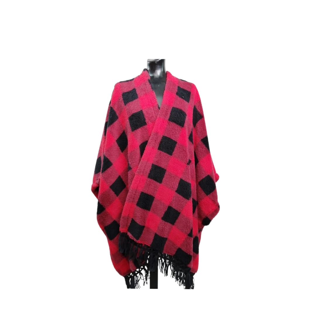Poncho Red Plaid
