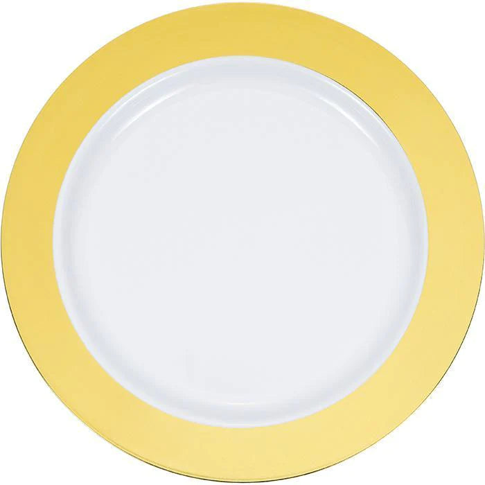7.5" White Plate W/Solid Gold Hot Stamp