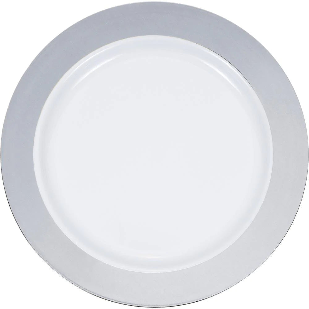 7.5" White Plate W/Solid Silver Hot Stamp