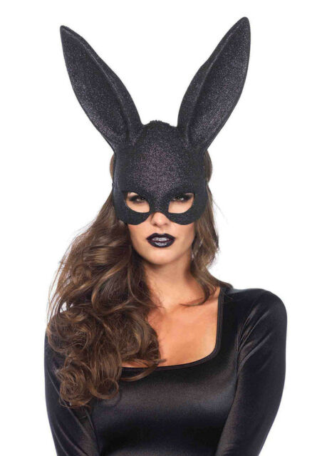 Glitter masquerade rabbit mask Black