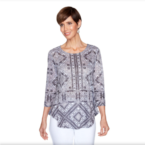 BLACK MULTICOLOR BLOUSE WITH DECORATIONS BY RUBY RD