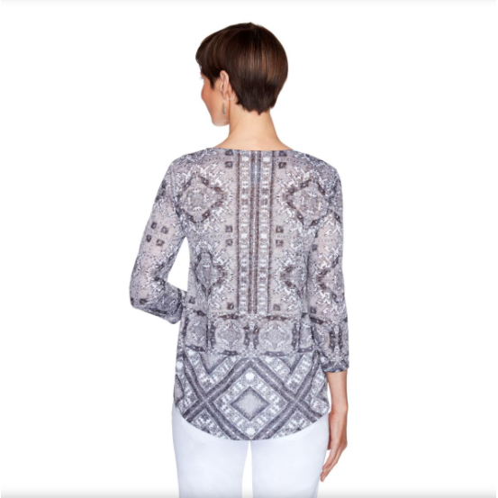BLACK MULTICOLOR BLOUSE WITH DECORATIONS BY RUBY RD