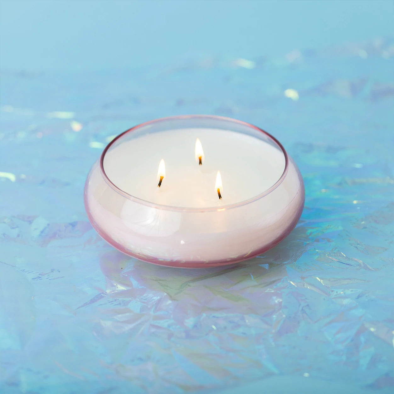 REALM 13.5 OZ PINK LARGE GLASS BOWL - DUSK: PATCHOULI & PEAR