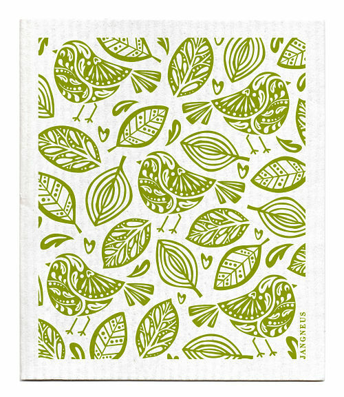SWEDISH DISHCLOTH - ROBINS - GREEN