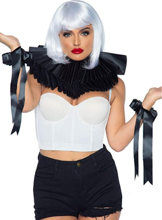 2PC Deluxe Ruffle Neck Piece Black