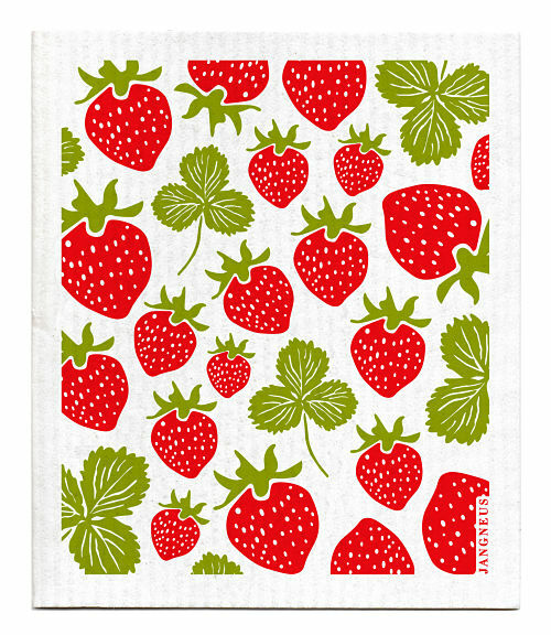 SWEDISH DISHCLOTH - STRAWBERRIES - RED