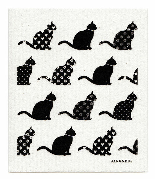 SWEDISH DISHCLOTH - CATS - BLACK