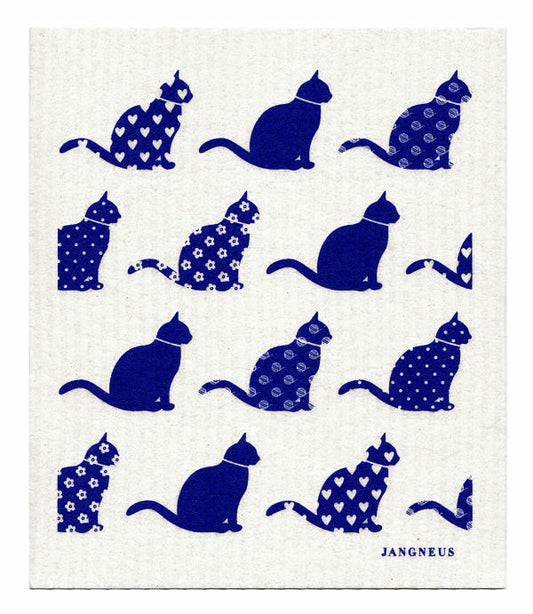 SWEDISH DISHCLOTH - CATS - BLUE