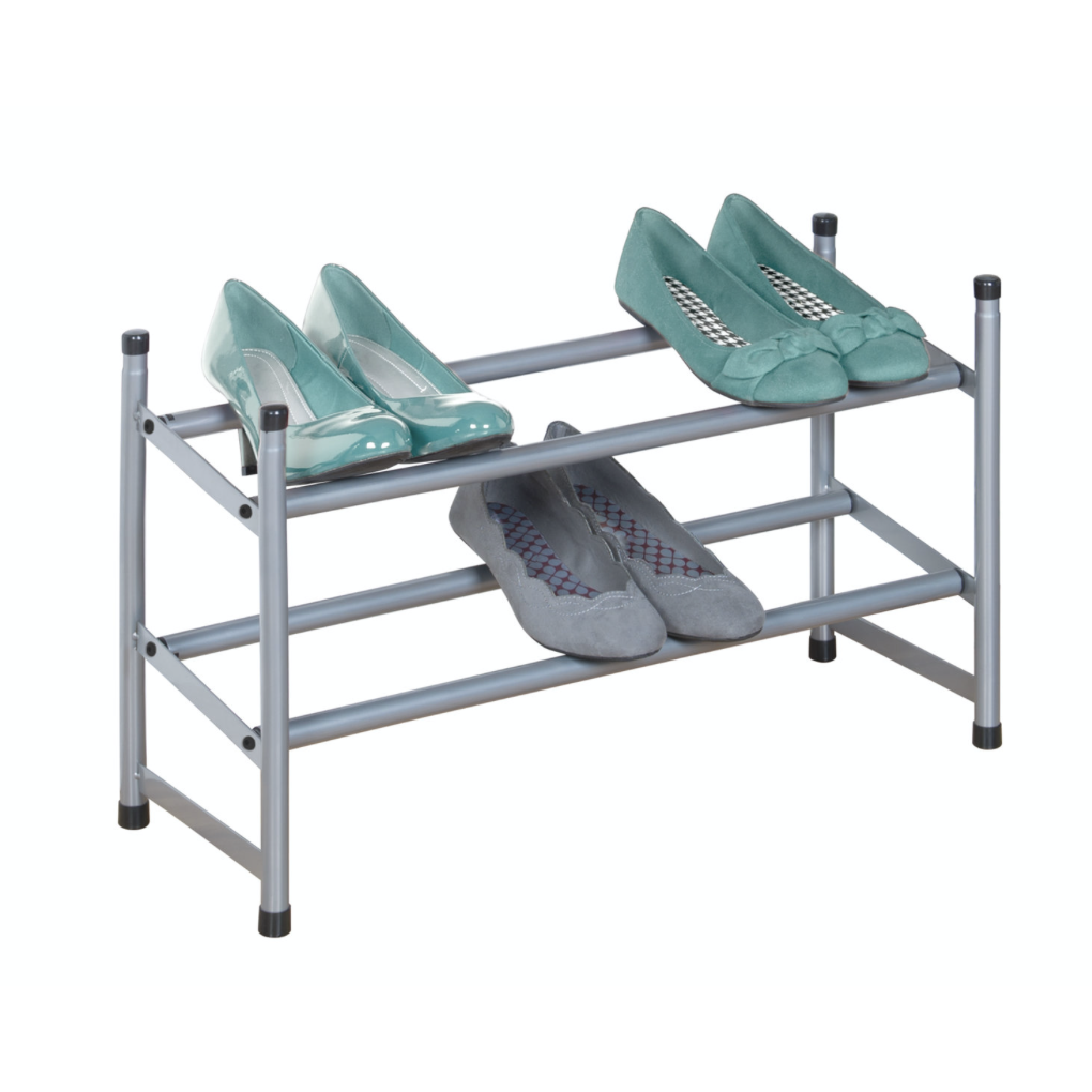 Silver Stacking Telescoping Shoe Rack