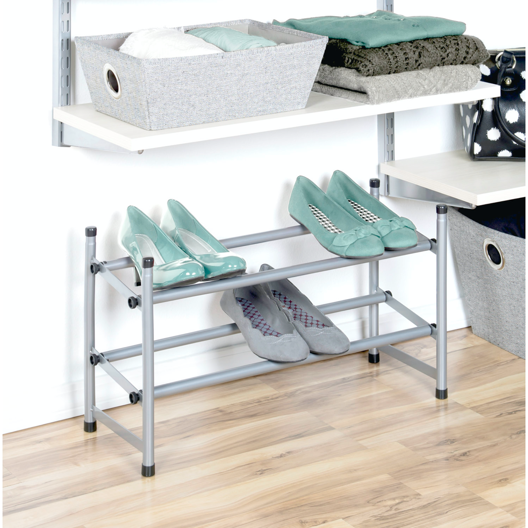 Silver Stacking Telescoping Shoe Rack