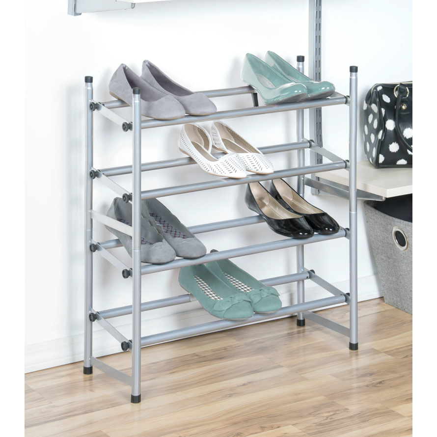 Silver Stacking Telescoping Shoe Rack