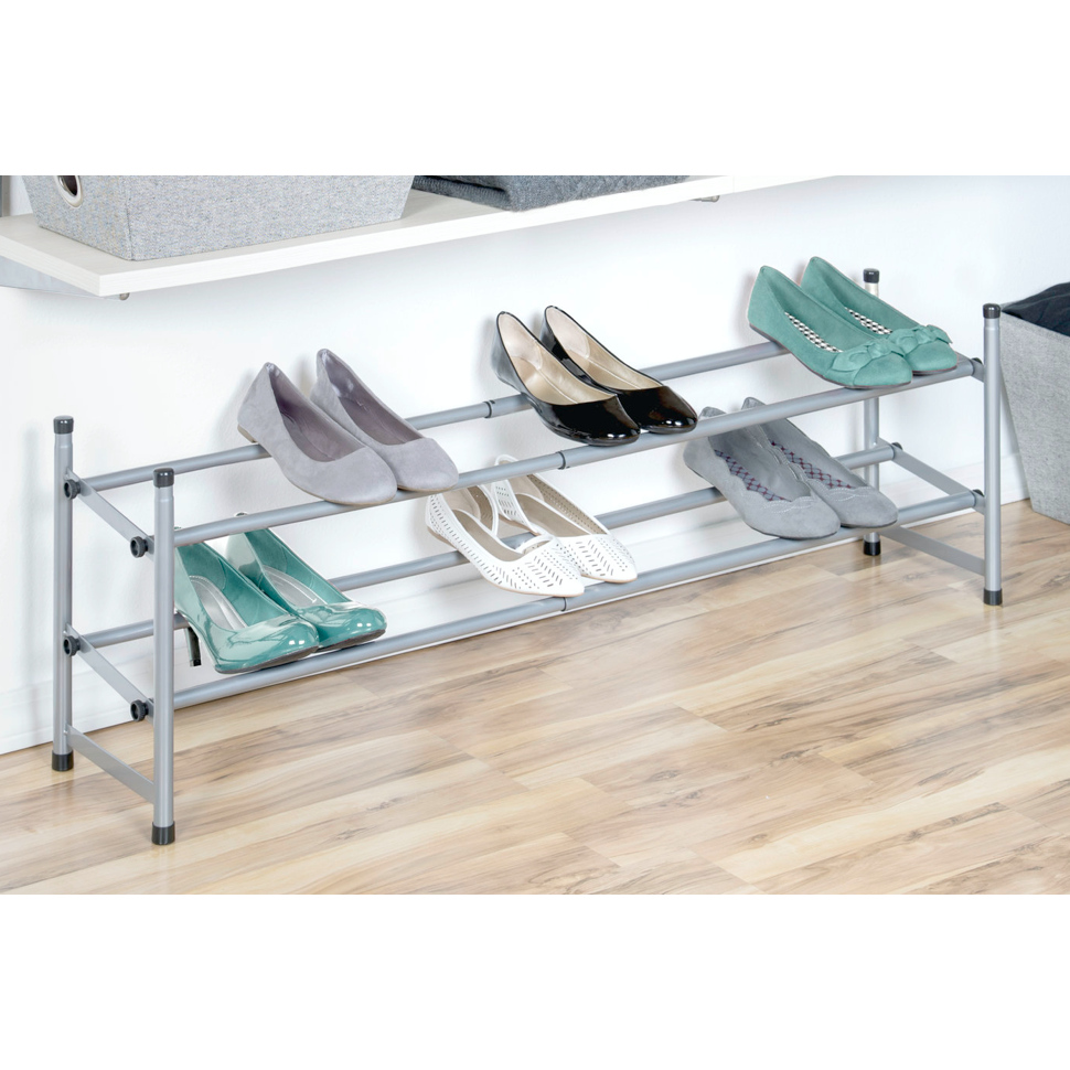 Silver Stacking Telescoping Shoe Rack