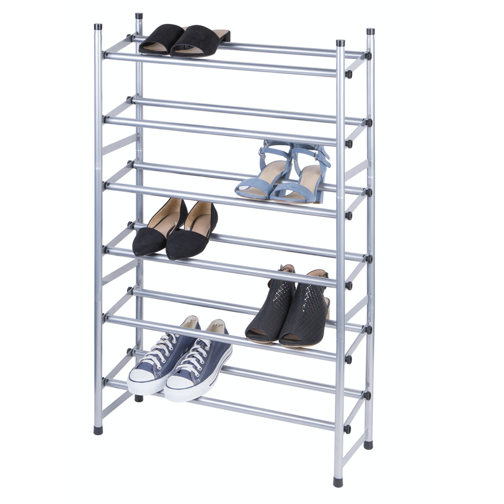 Silver Stacking Telescoping Shoe Rack