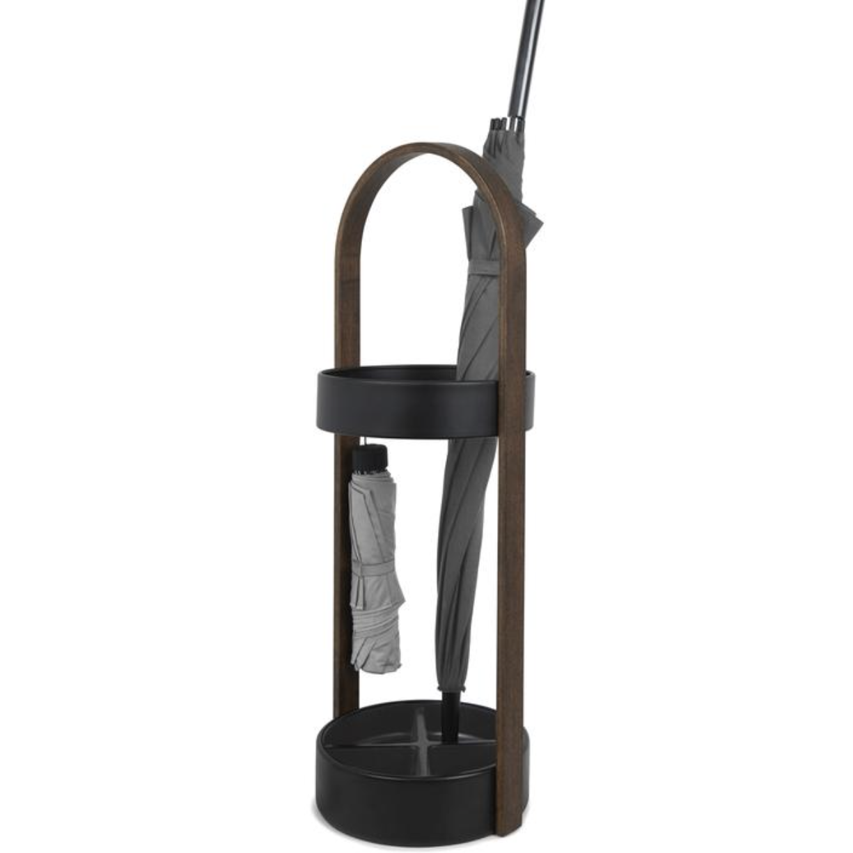 HUB UMBRELLA STAND BLACK / WALNUT