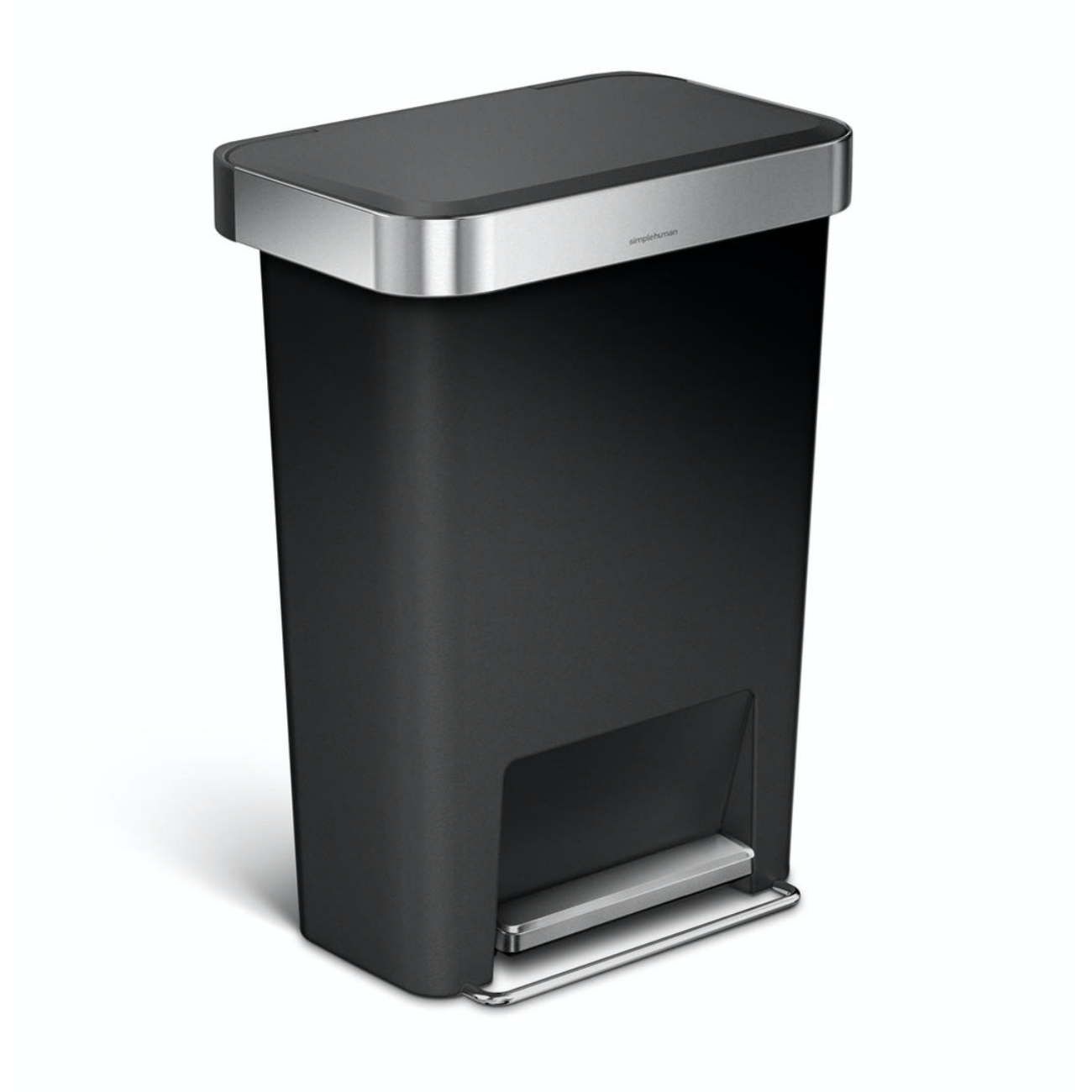45L Rectangular Step Can Black Plastic