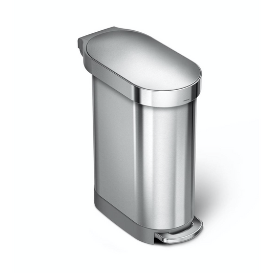45L Slim Step Can Brushed Stainless Steel with Liner Rim