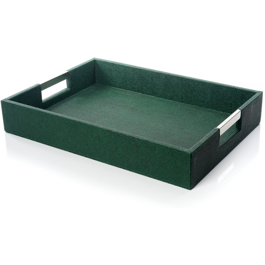 Green Faux Leather Tray