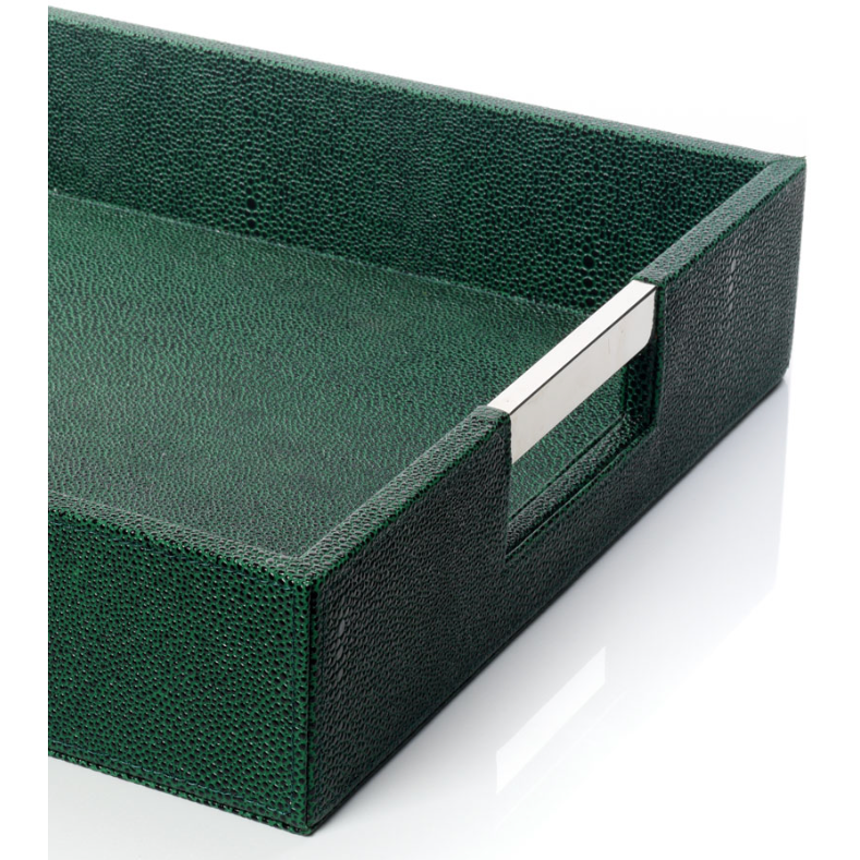 Green Faux Leather Tray