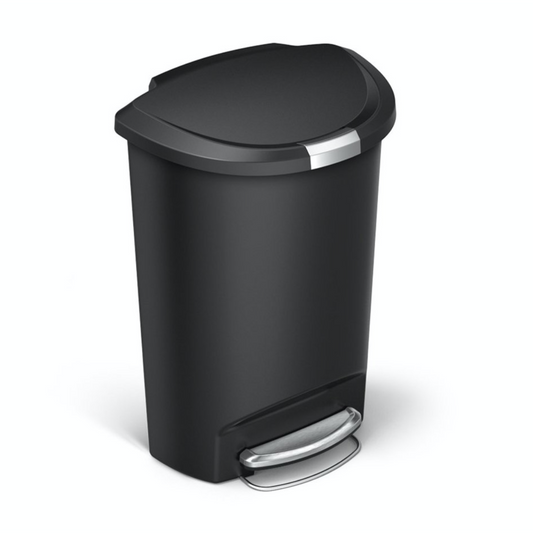 50 Litres Semi-round Step Can Black Plastic