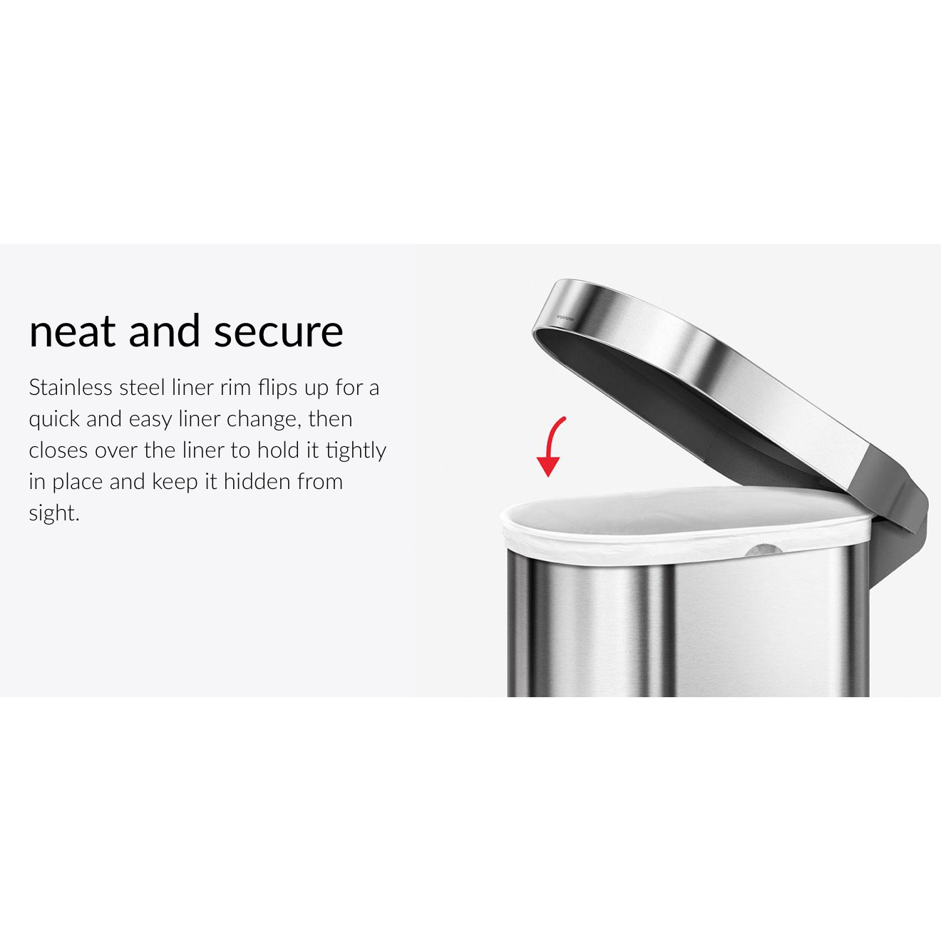 45L Slim Step Can White Stainless Steel