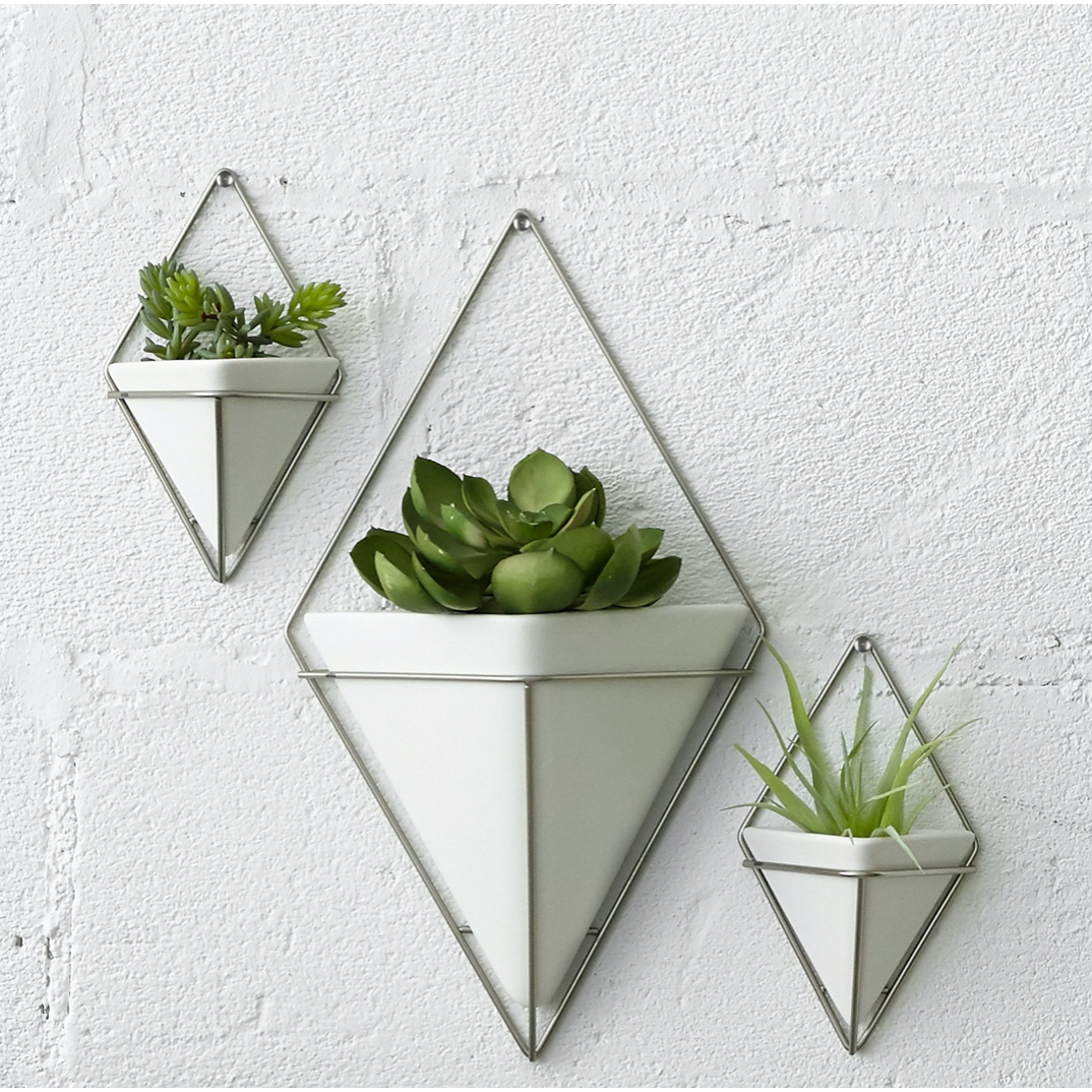 Trigg Large Wall Vessel  White- Nickel