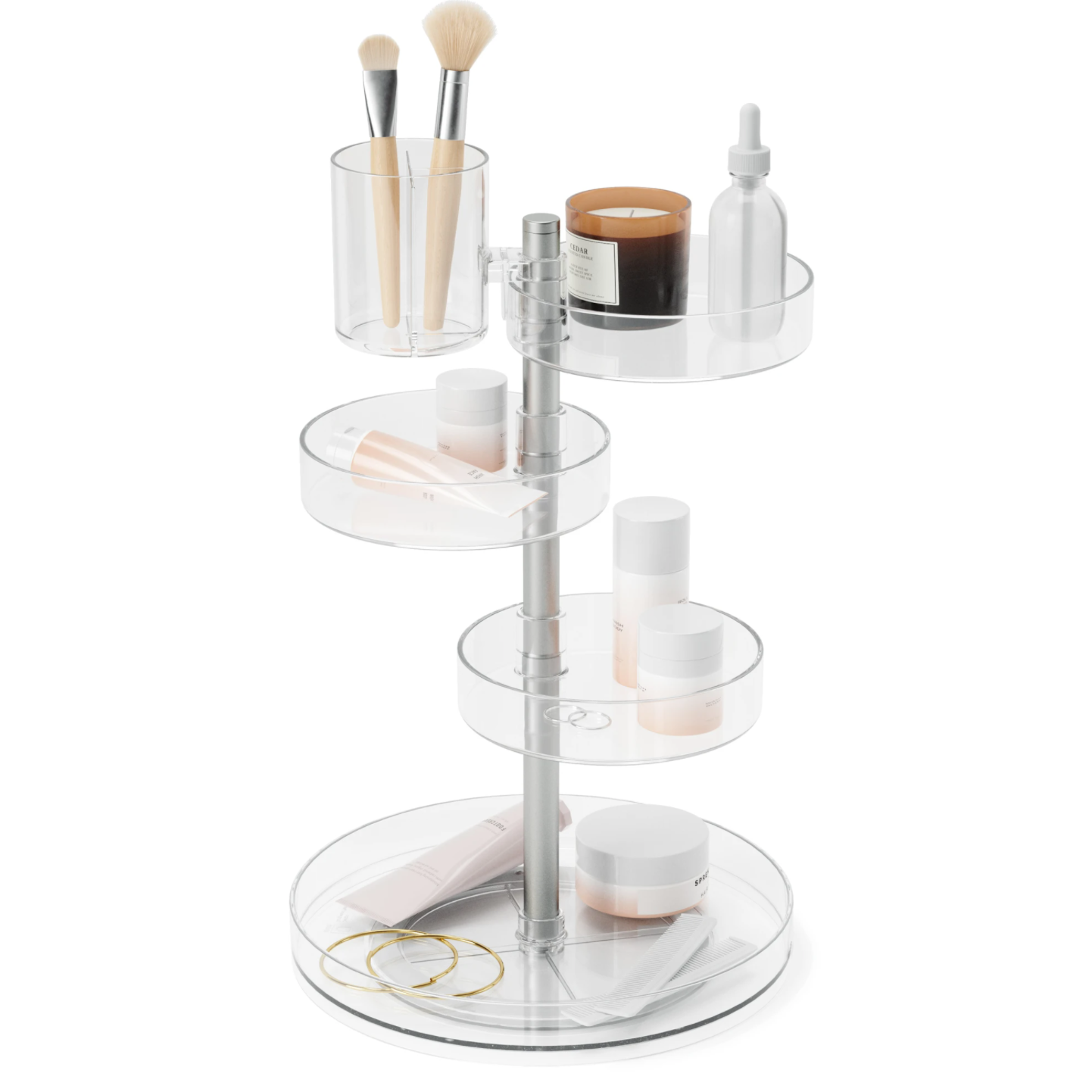 PIROUETTE  ACRYLIC ORGANIZER CLEAR & NICKEL