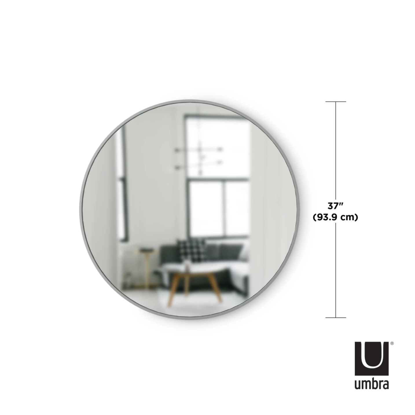 Hub Wall Mirror 37" Grey