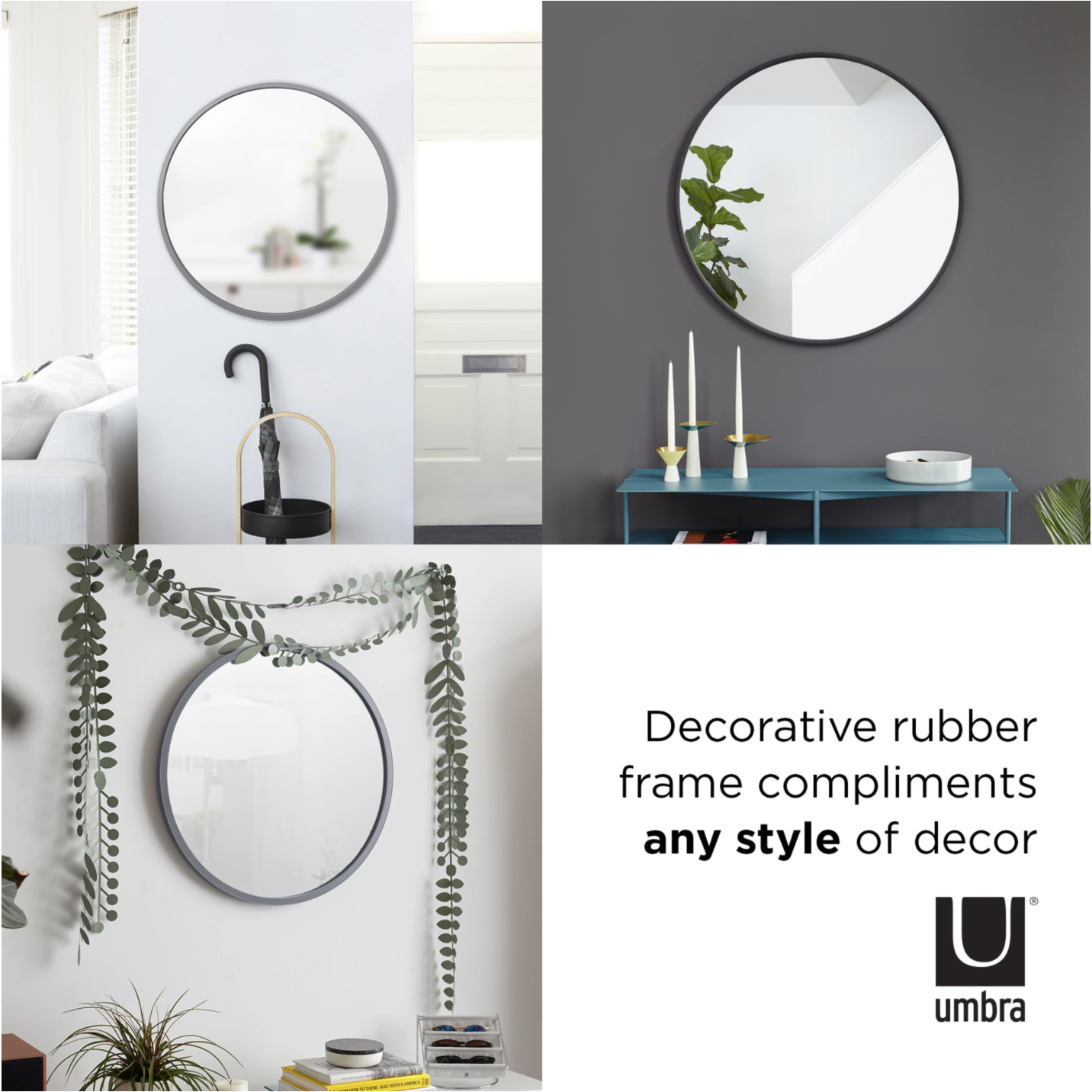 Hub Wall Mirror 37" Grey