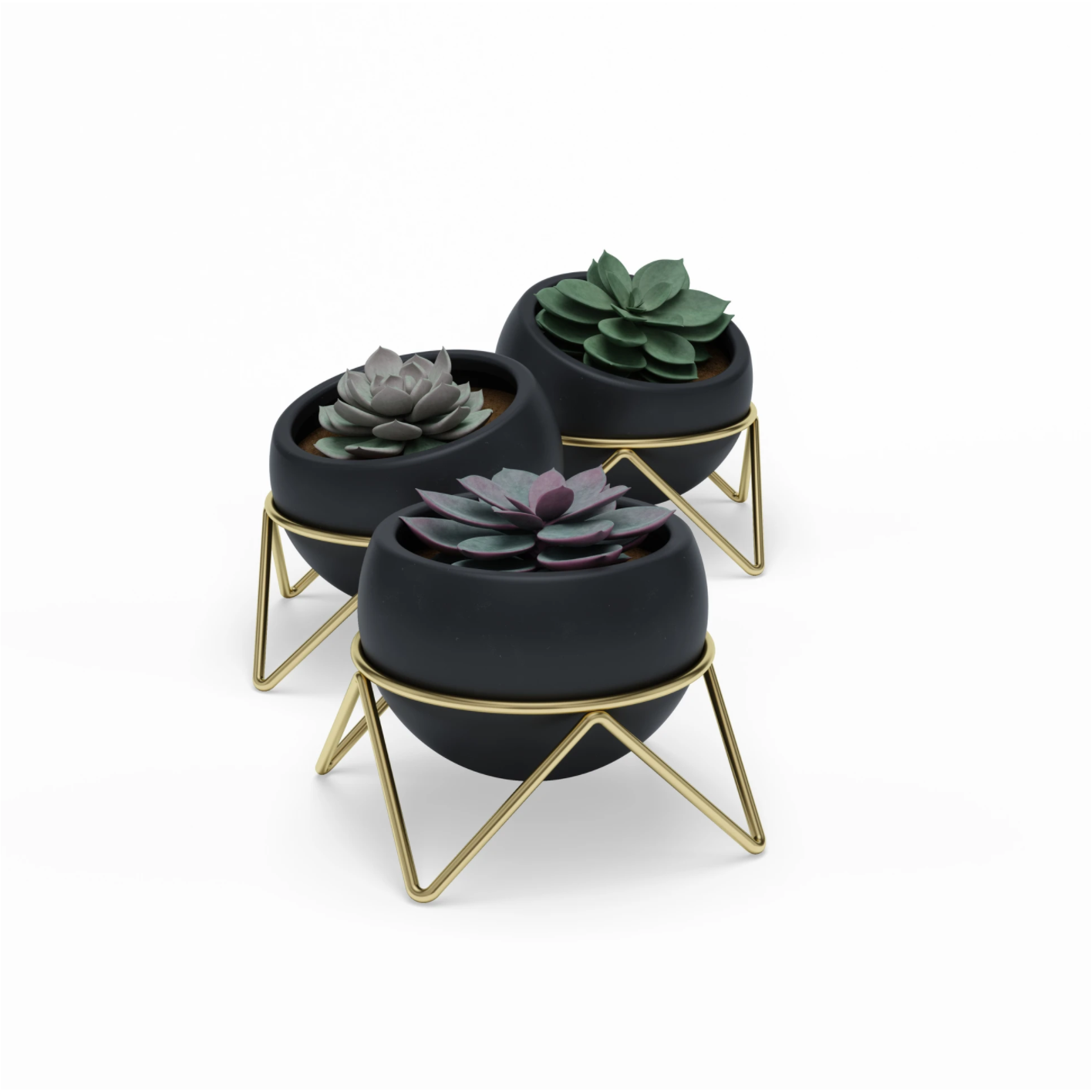 POTSY 3 PACK PLANTER BLACK /BRASS