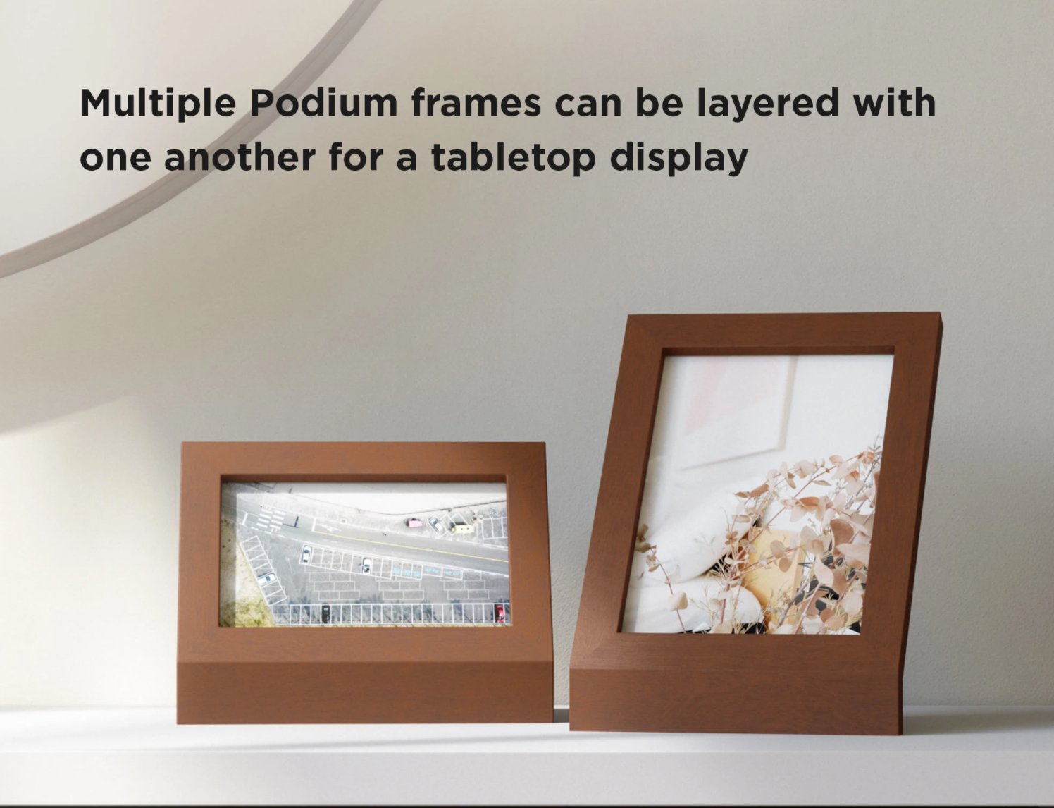PODIUM PHOTO DISPLAY 5X7" LIGHT WALNUT