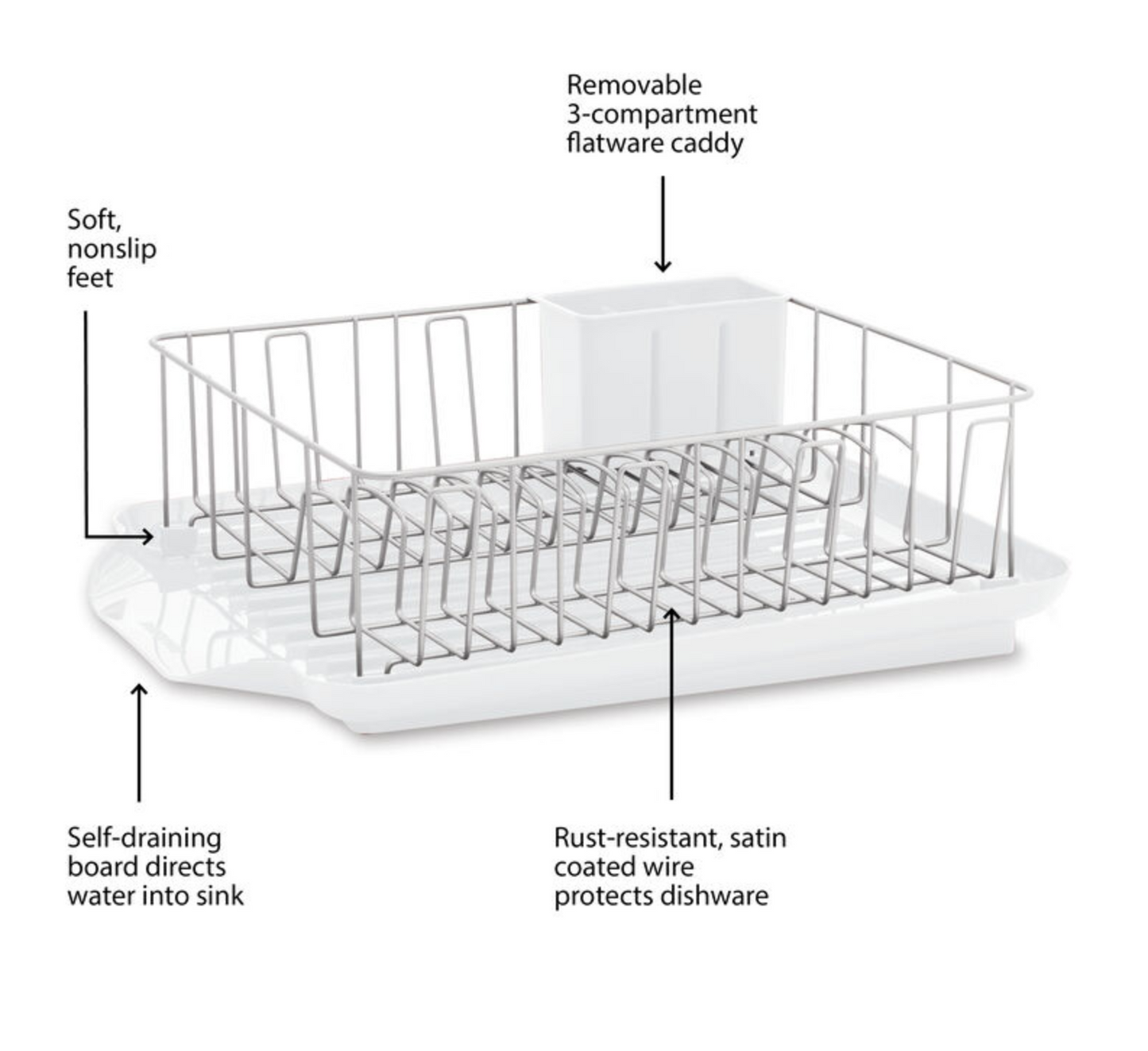 3 Piece Dish Rack White