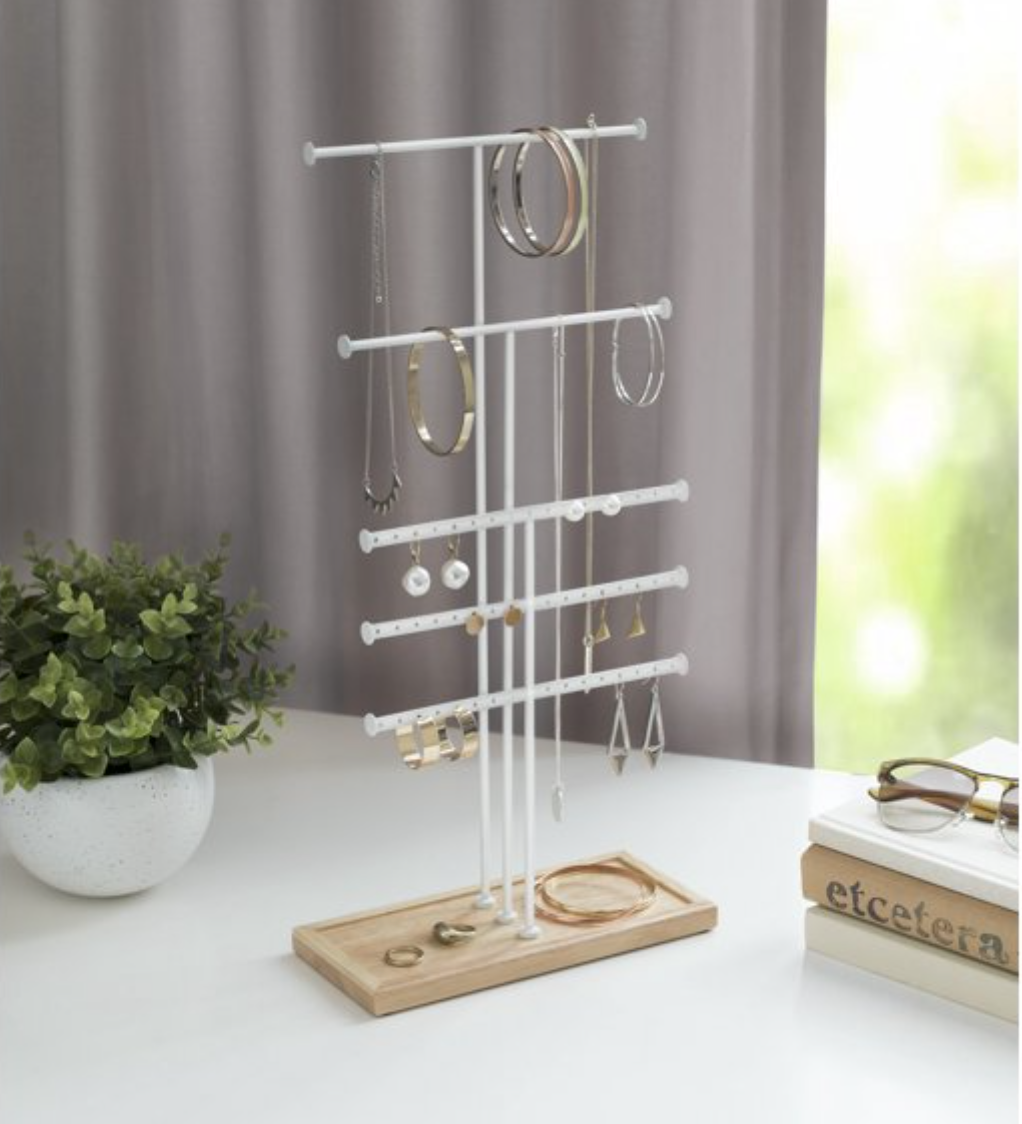 TRIGEM 5 JEWELRY STAND WHITE/NATURAL