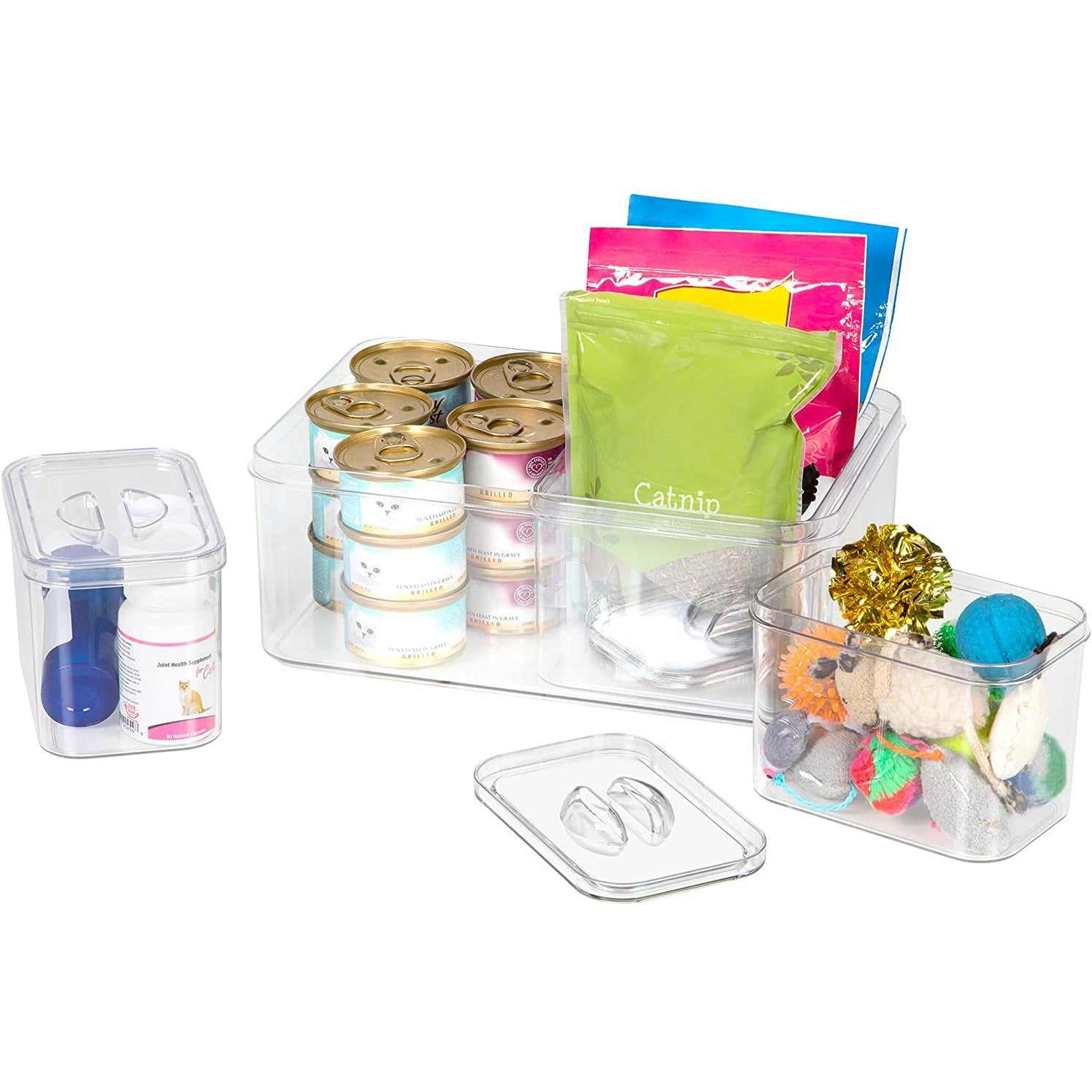 Set of 4 Storage boxes clear/grey