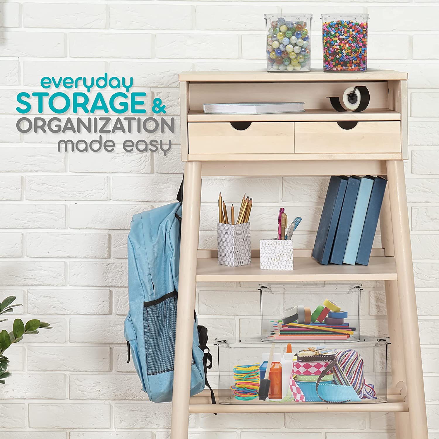 Set of 4 Storage boxes clear/grey
