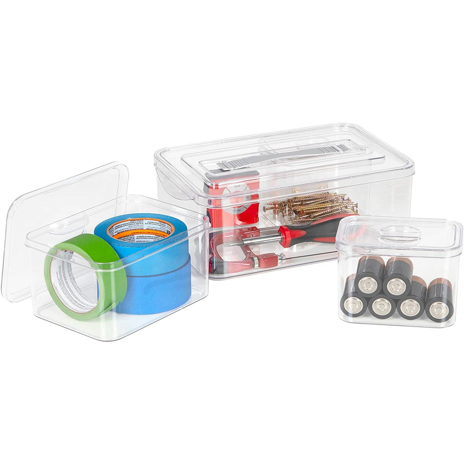 Set of 4 Storage boxes clear/grey