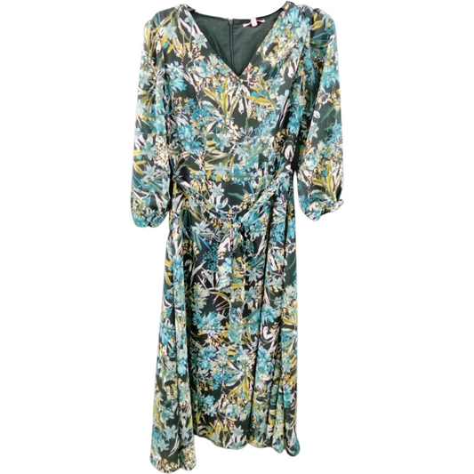 Multi Floral Lined Dress Sage