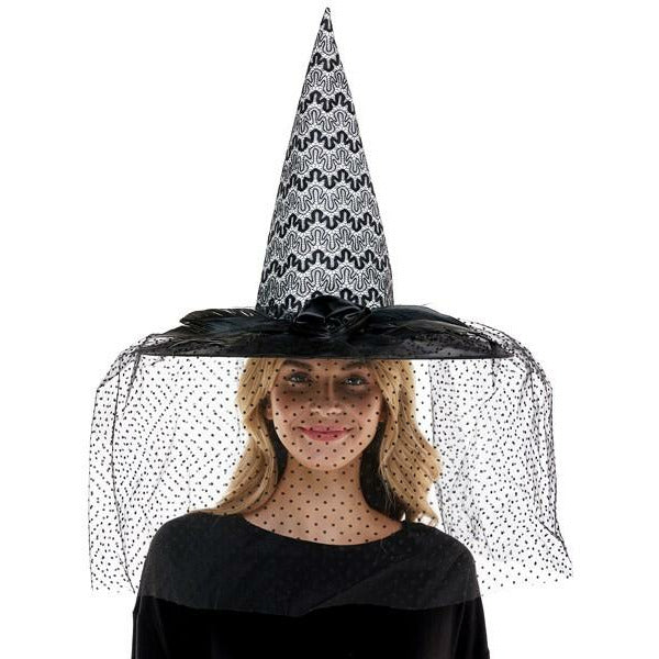 Hat-Halloween Witch Hat Black/Silver