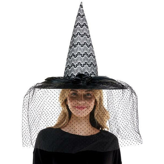 Hat-Halloween Witch Hat Black/Silver