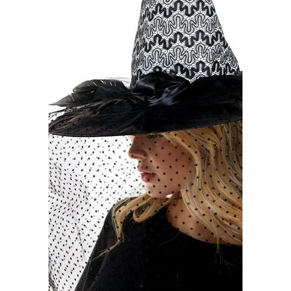 Hat-Halloween Witch Hat Black/Silver