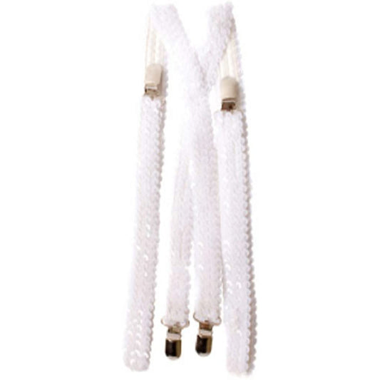 WHITE SEQUINED SUSPENDERS