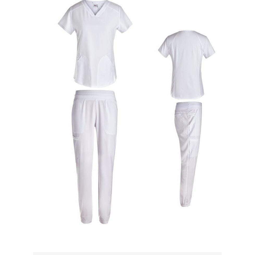 Uniforme cuello v color blanco