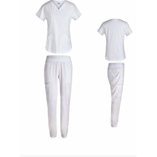 Uniforme cuello v color blanco