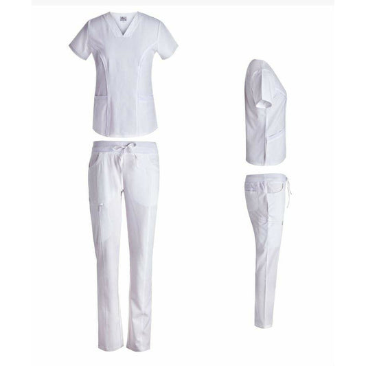 V Neck two pocket White Uniform