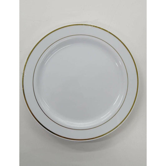 10.25" WHITE PLATE W/ GOLD HOT STAMP - 8CT