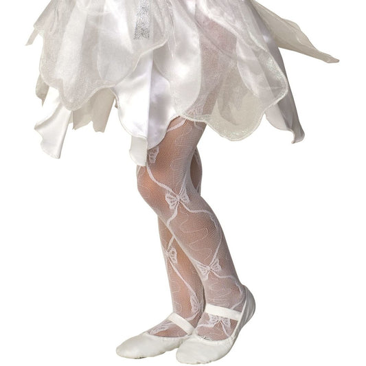 White Mesh Bow Tights