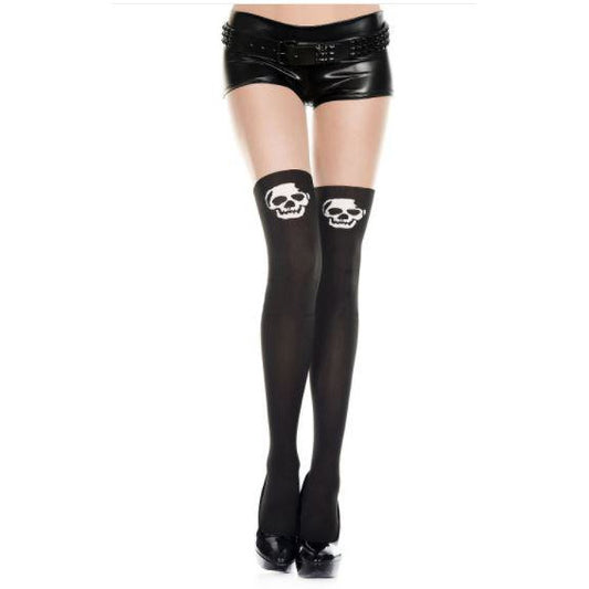 White skeleton skull print spandex pantyhose