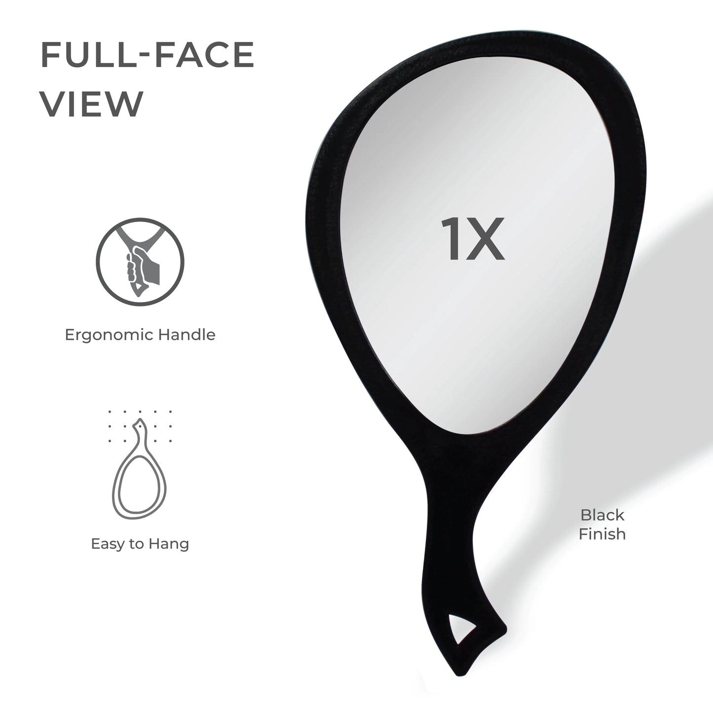 Large Teardrop 1x hand Mirror in Black