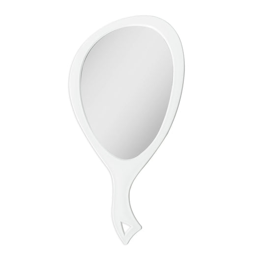 Teardrop Oval Hand Mirror 1X White