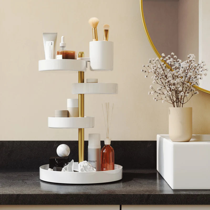Pirouette Cosmetic Organizer White/Brass