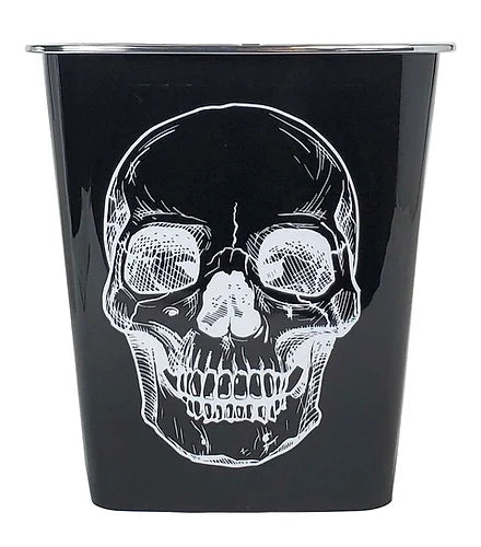 Waste Can Black Base White Skull